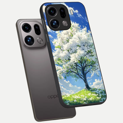  Blossom Sky Serenity phone case For Oppo Find X9 Pro showing premium glass back cover with detailed artwork