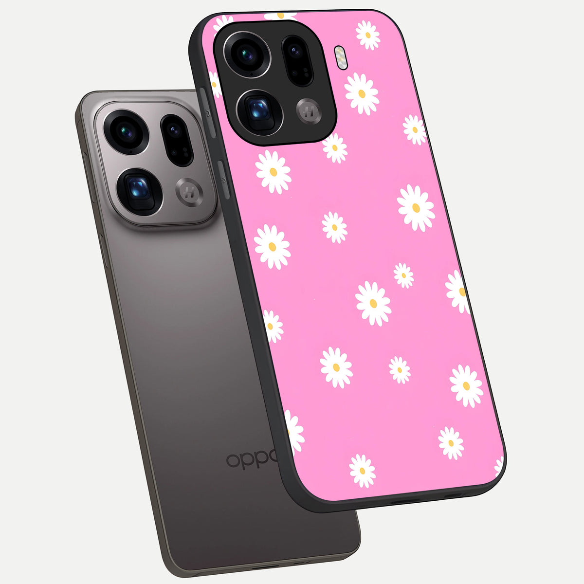  Bubblegum Daisy Pop phone case For Oppo Find X9 Pro showing premium glass back cover with detailed artwork