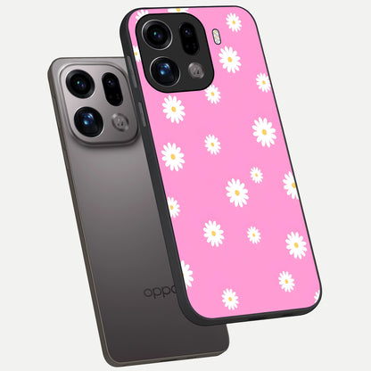 Bubblegum Daisy Pop phone case For Oppo Find X9 Pro showing premium glass back cover with detailed artwork