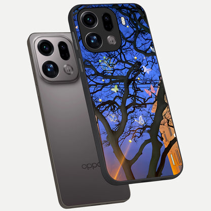  Butterfly Night Magic phone case For Oppo Find X9 Pro showing premium glass back cover with detailed artwork