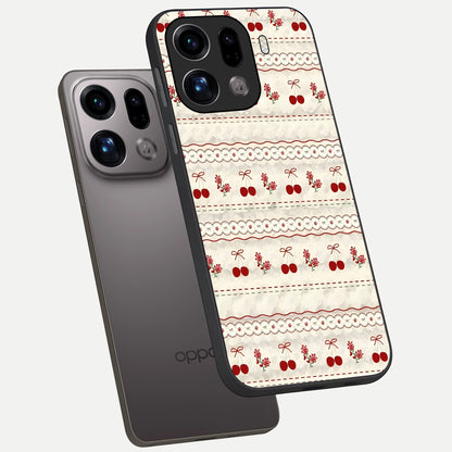  Cherry Bloom Charm phone case For Oppo Find X9 Pro showing premium glass back cover with detailed artwork