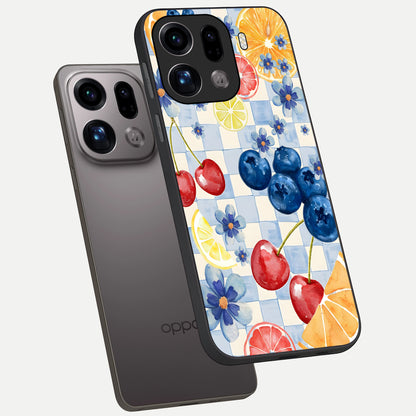  Citrus Bloom Joy phone case For Oppo Find X9 Pro showing premium glass back cover with detailed artwork
