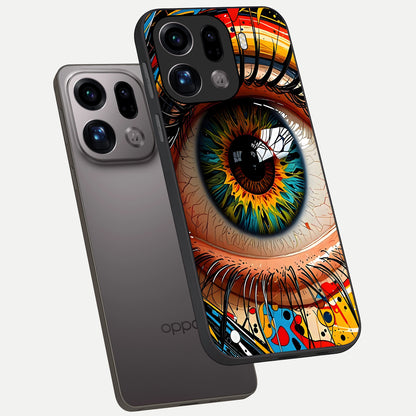  Colorful Eye phone case For Oppo Find X9 Pro showing premium glass back cover with detailed artwork