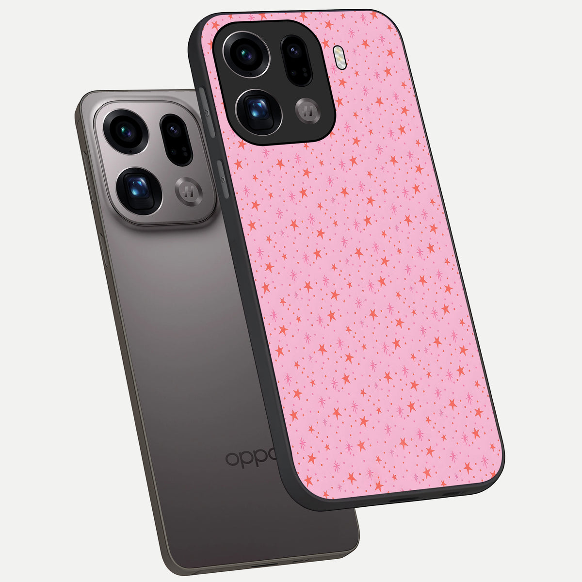  Cosmic Pink Sparkle phone case For Oppo Find X9 Pro showing premium glass back cover with detailed artwork