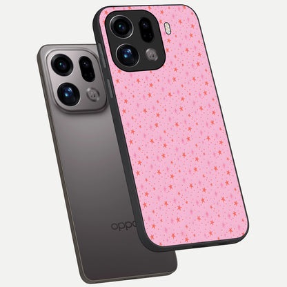  Cosmic Pink Sparkle phone case For Oppo Find X9 Pro showing premium glass back cover with detailed artwork