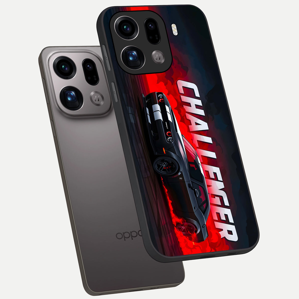 Crimson Challenger Fury phone case For Oppo Find X9 Pro showing premium glass back cover with detailed artwork