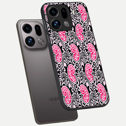  Crimson Paisley Charm phone case For Oppo Find X9 Pro showing premium glass back cover with detailed artwork