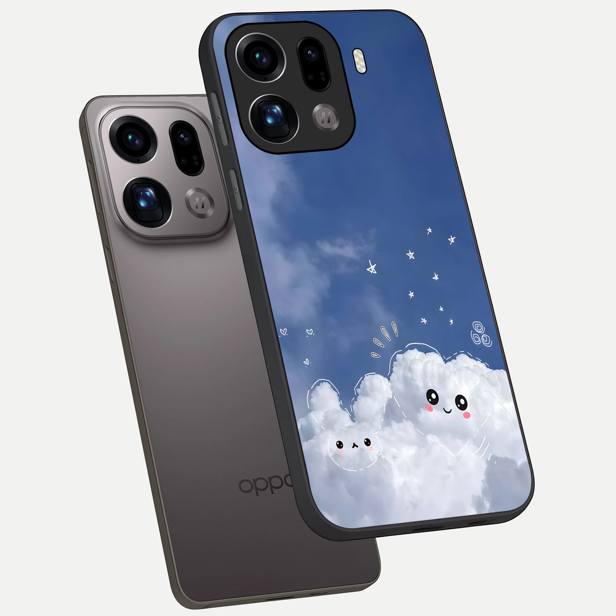  Cute Blossom Cloud phone case For Oppo Find X9 Pro showing premium glass back cover with detailed artwork
