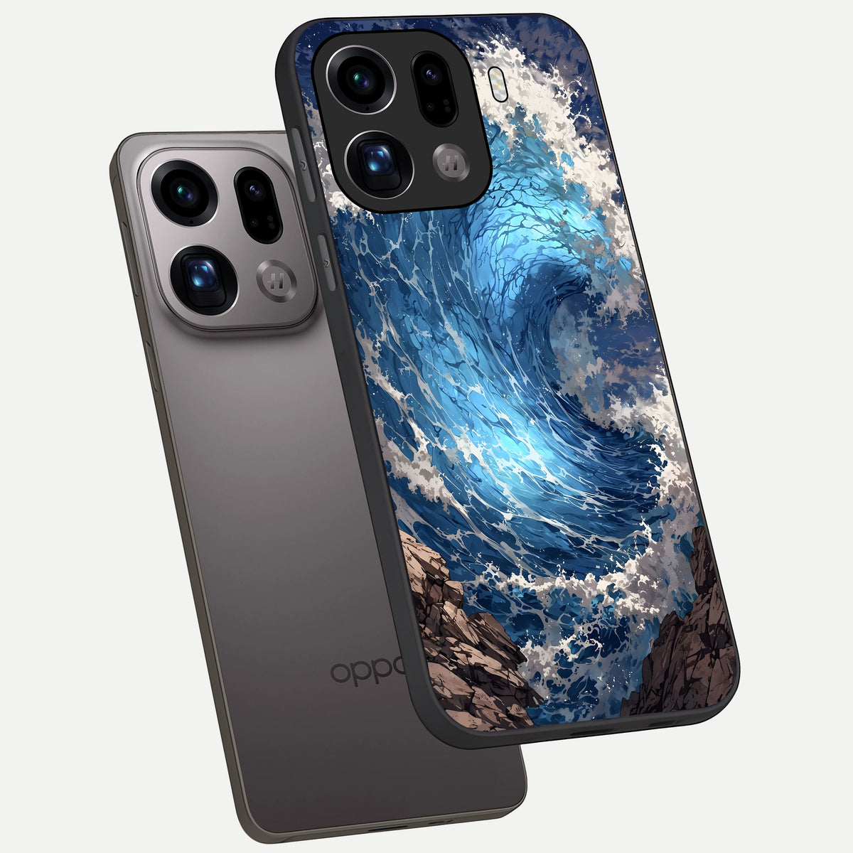  Giant Ocean Wave phone case For Oppo Find X9 Pro showing premium glass back cover with detailed artwork