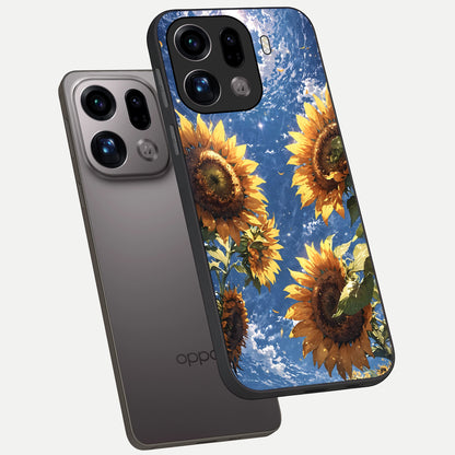  Heavenly Sunflower Rise phone case For Oppo Find X9 Pro showing premium glass back cover with detailed artwork