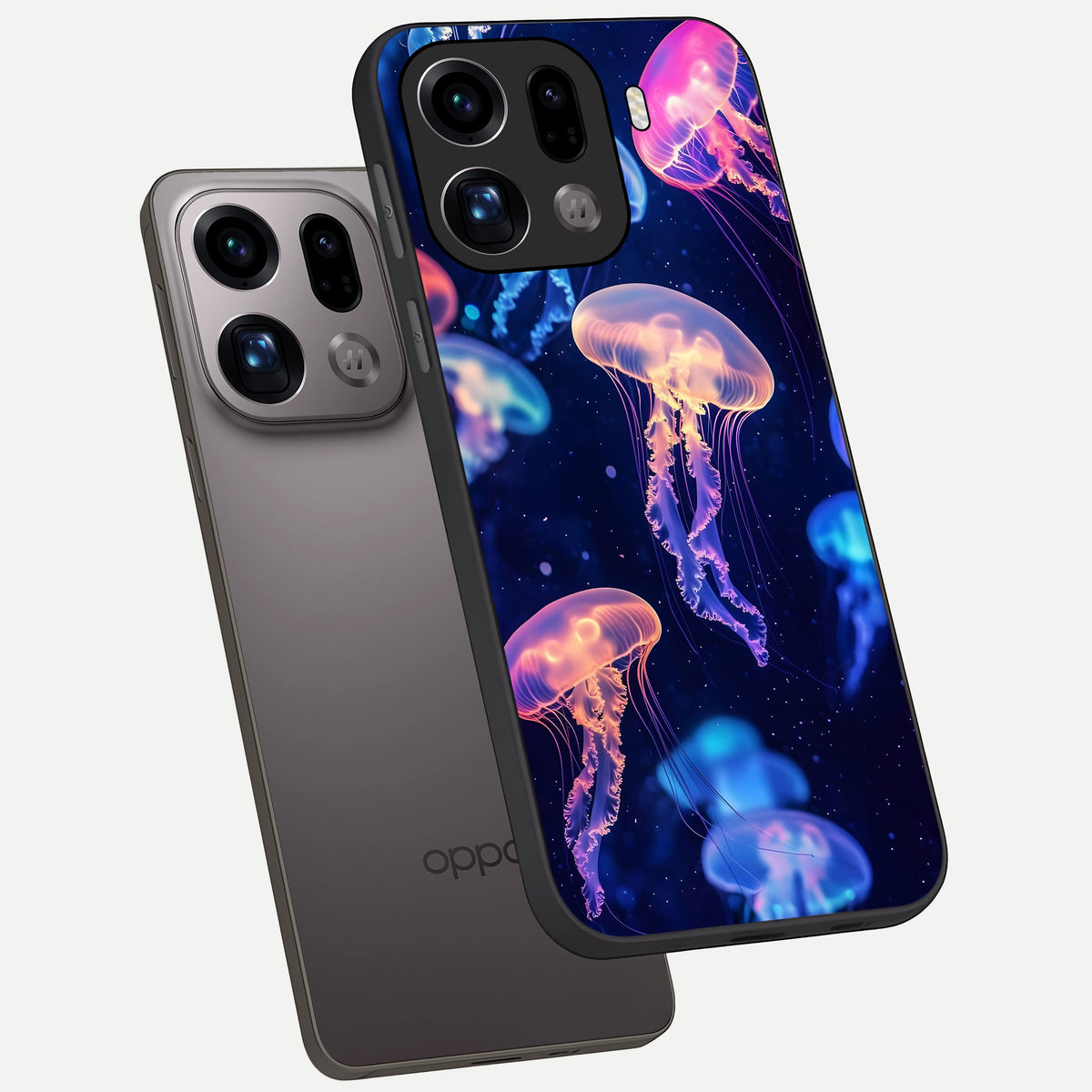  Jellyfish Pattern phone case For Oppo Find X9 Pro showing premium glass back cover with detailed artwork