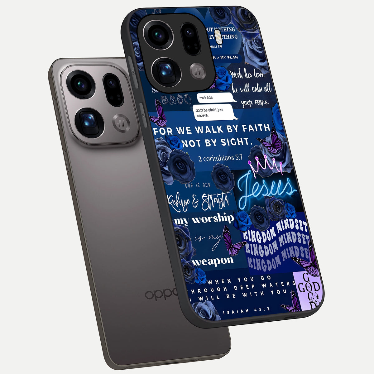  Kingdom Faith Glow phone case For Oppo Find X9 Pro showing premium glass back cover with detailed artwork
