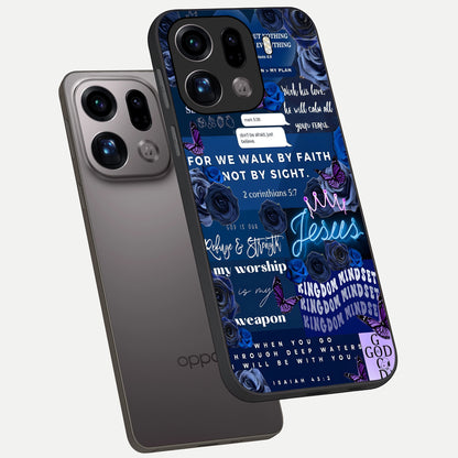  Kingdom Faith Glow phone case For Oppo Find X9 Pro showing premium glass back cover with detailed artwork