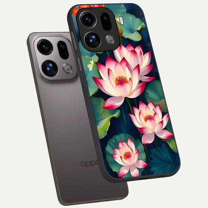  Lotus Dream Serenity phone case For Oppo Find X9 Pro showing premium glass back cover with detailed artwork