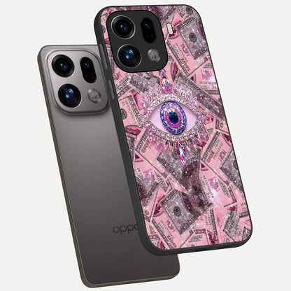  Money Eye Luxe phone case For Oppo Find X9 Pro showing premium glass back cover with detailed artwork