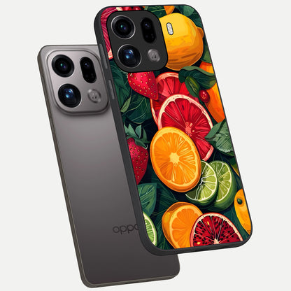  Multiple Fruits phone case For Oppo Find X9 Pro showing premium glass back cover with detailed artwork