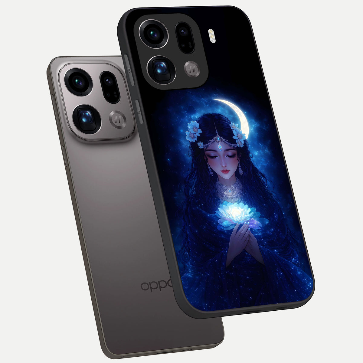  Mystic Moon Queen phone case For Oppo Find X9 Pro showing premium glass back cover with detailed artwork