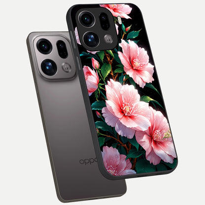  Peach Flower phone case For Oppo Find X9 Pro showing premium glass back cover with detailed artwork
