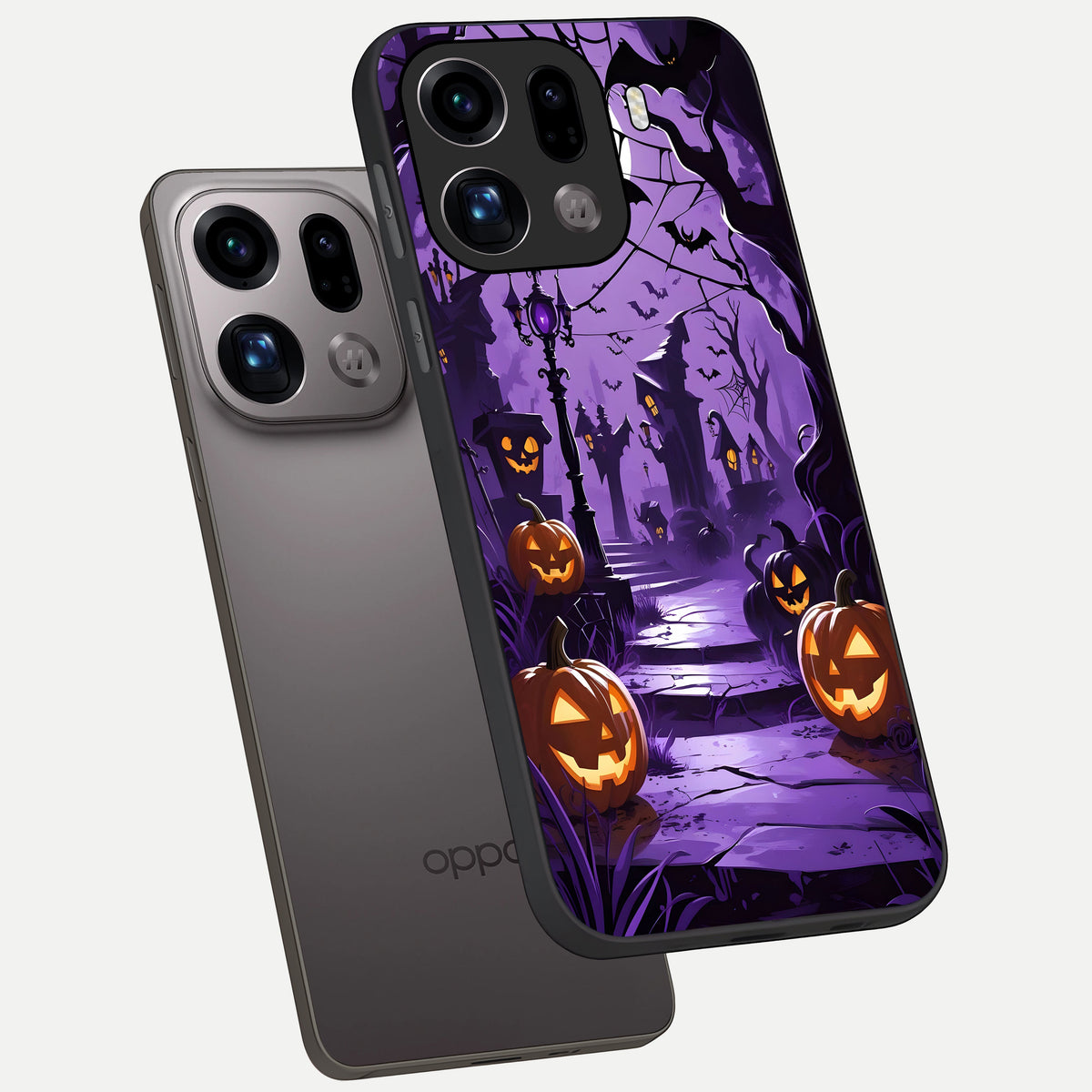  Pumpkin Patch Halloween phone case For Oppo Find X9 Pro showing premium glass back cover with detailed artwork