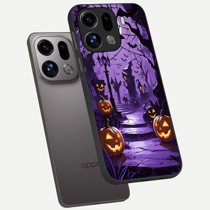  Pumpkin Patch Halloween phone case For Oppo Find X9 Pro showing premium glass back cover with detailed artwork
