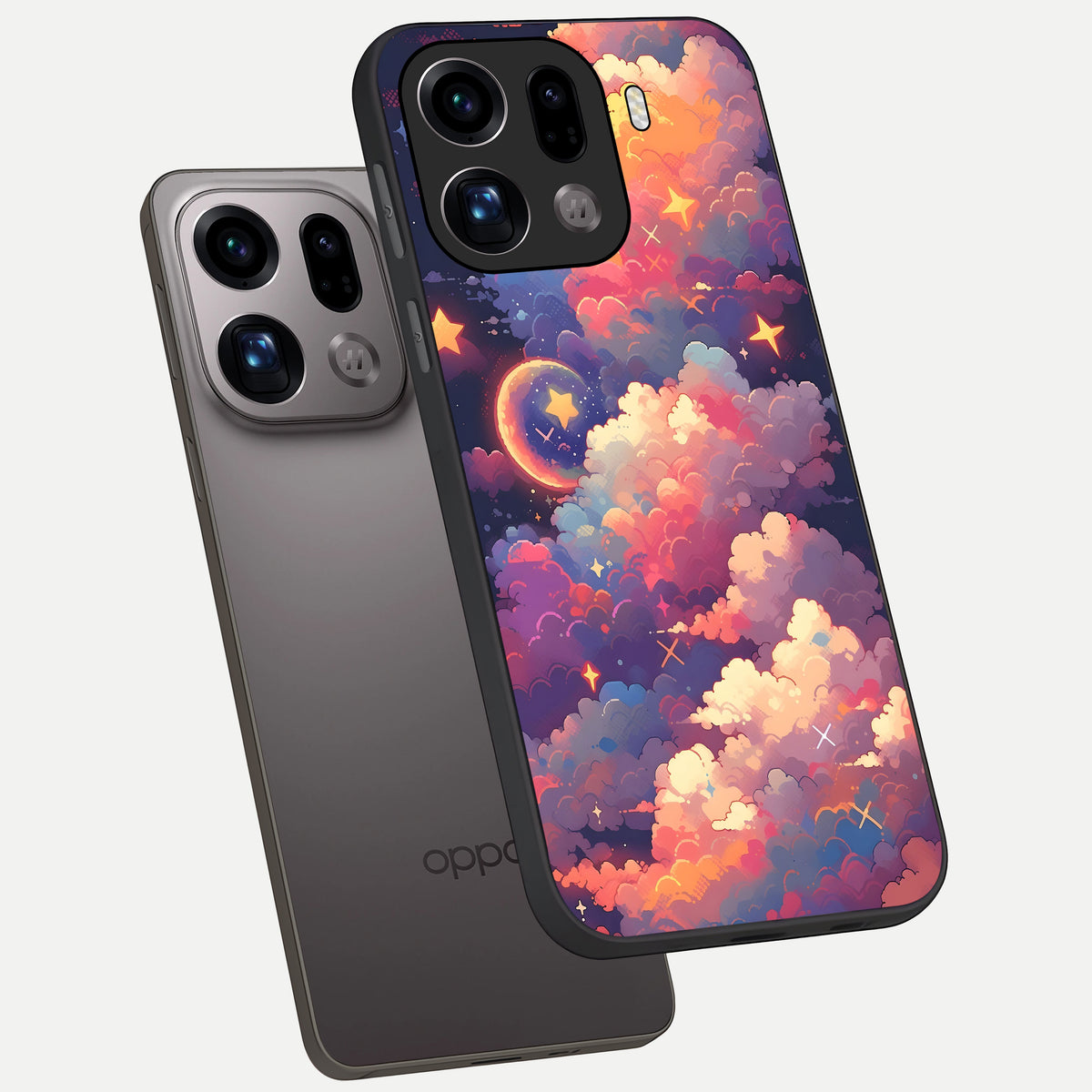  Starlit Dream Clouds phone case For Oppo Find X9 Pro showing premium glass back cover with detailed artwork