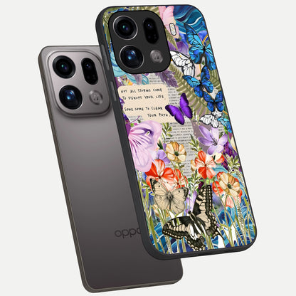  Storm Path Bloom phone case For Oppo Find X9 Pro showing premium glass back cover with detailed artwork