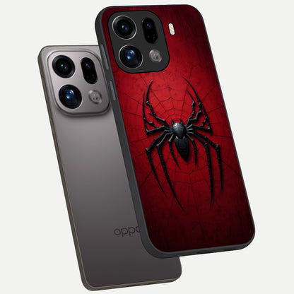  Superhero Web Emblem phone case For Oppo Find X9 Pro showing premium glass back cover with detailed artwork