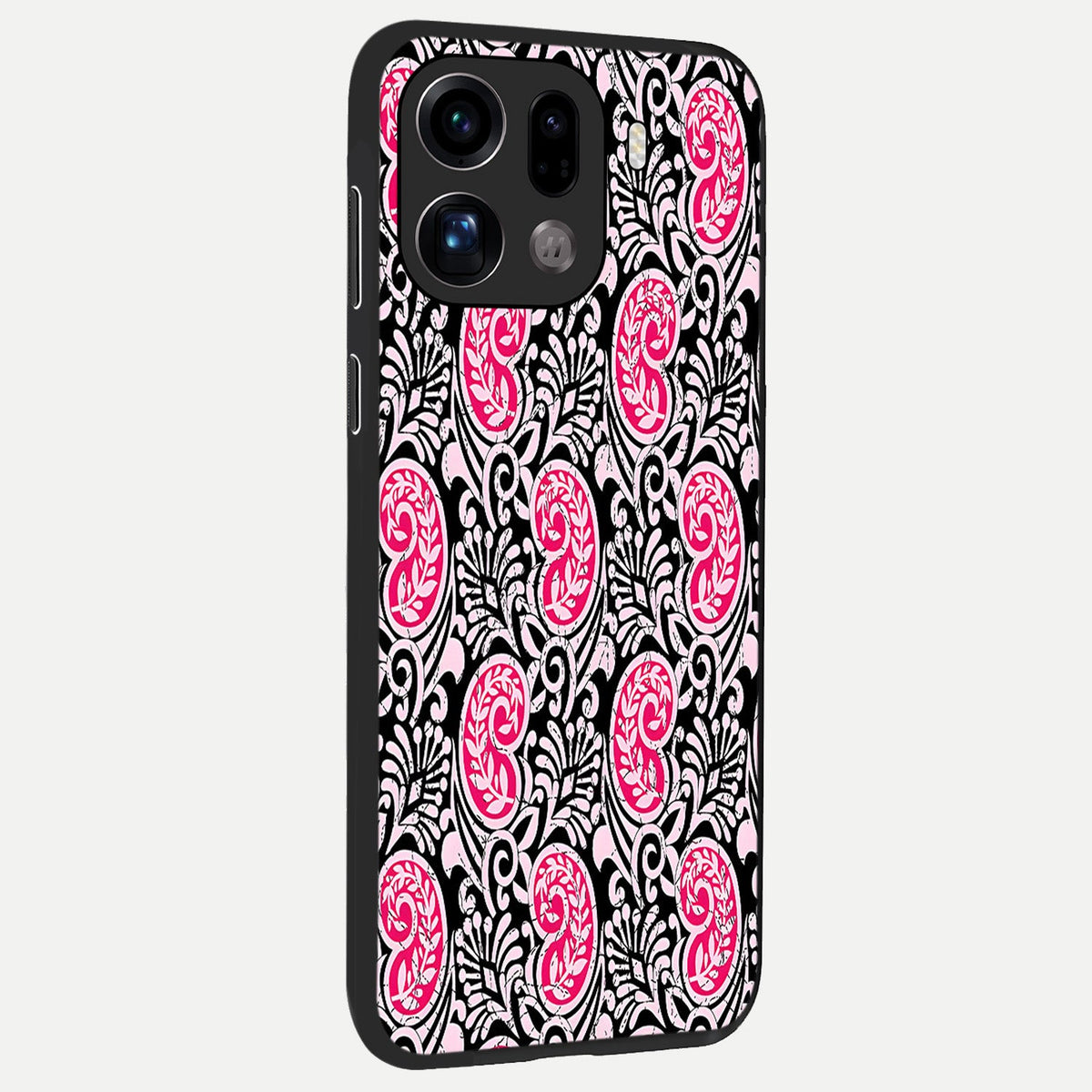  Crimson Paisley Charm back cover For Oppo Find X9 Pro slim fit glass case with vibrant aesthetic design