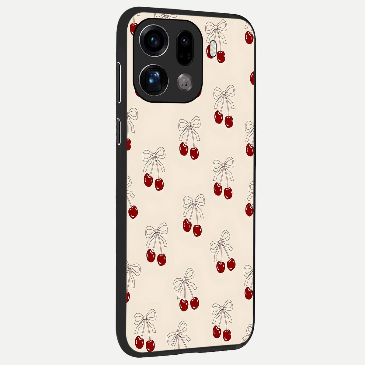  Cute Cherry Pattern back cover For Oppo Find X9 Pro slim fit glass case with vibrant aesthetic design