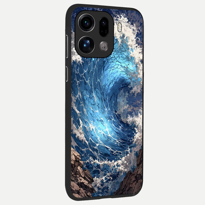 Giant Ocean Wave back cover For Oppo Find X9 Pro slim fit glass case with vibrant aesthetic design