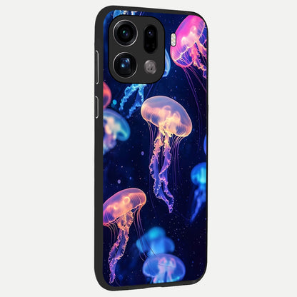  Jellyfish Pattern back cover For Oppo Find X9 Pro slim fit glass case with vibrant aesthetic design