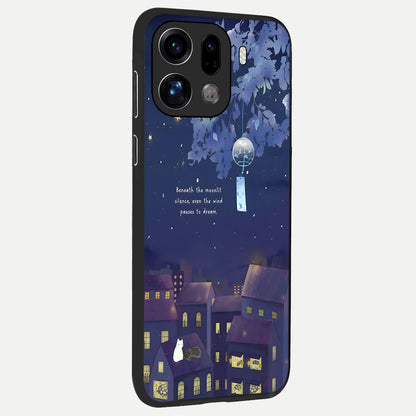  Moonlit Cat Silence back cover For Oppo Find X9 Pro slim fit glass case with vibrant aesthetic design