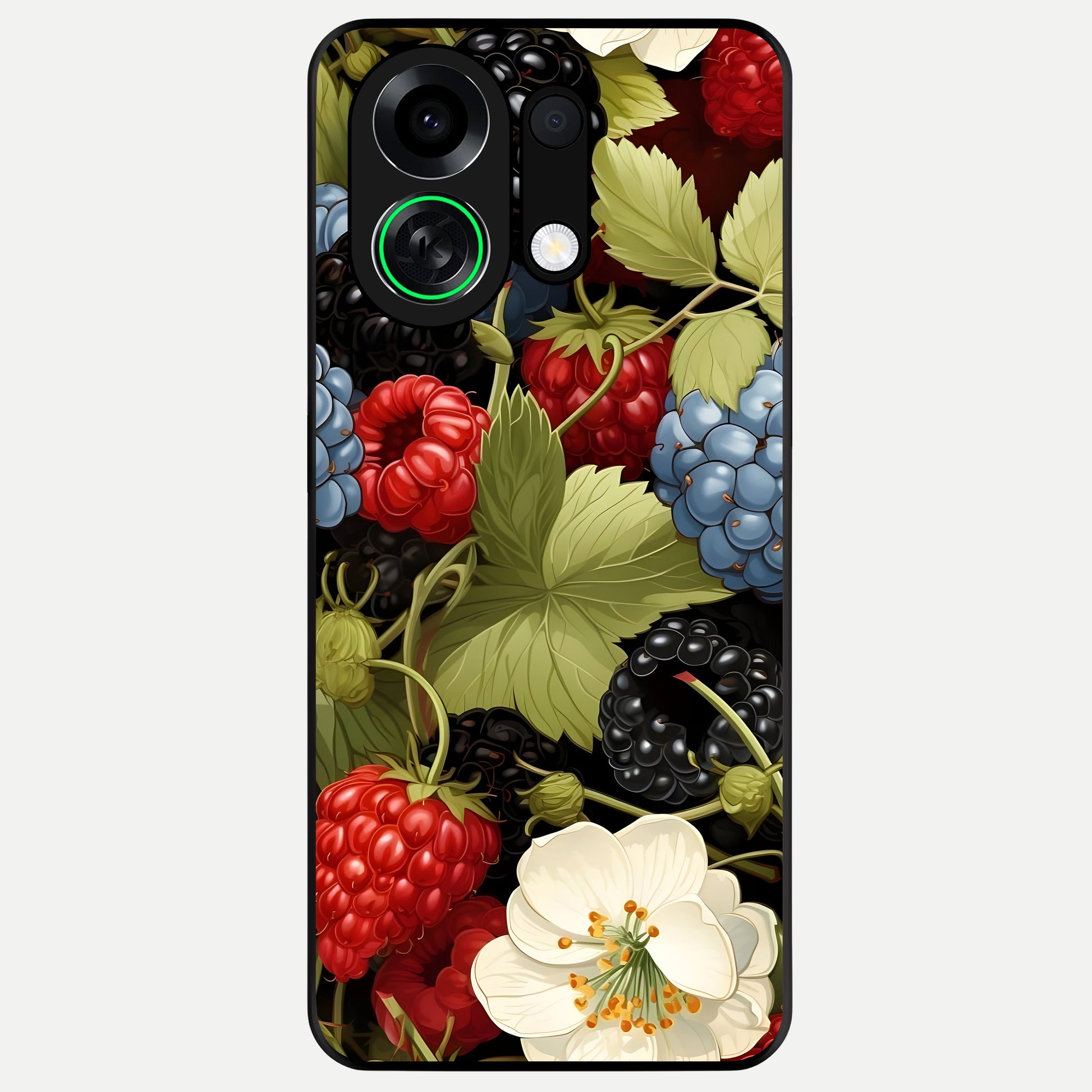  Berry Bloom Charm Glass Case For Oppo K13 Turbo back cover – full design glossy printed glass finish
