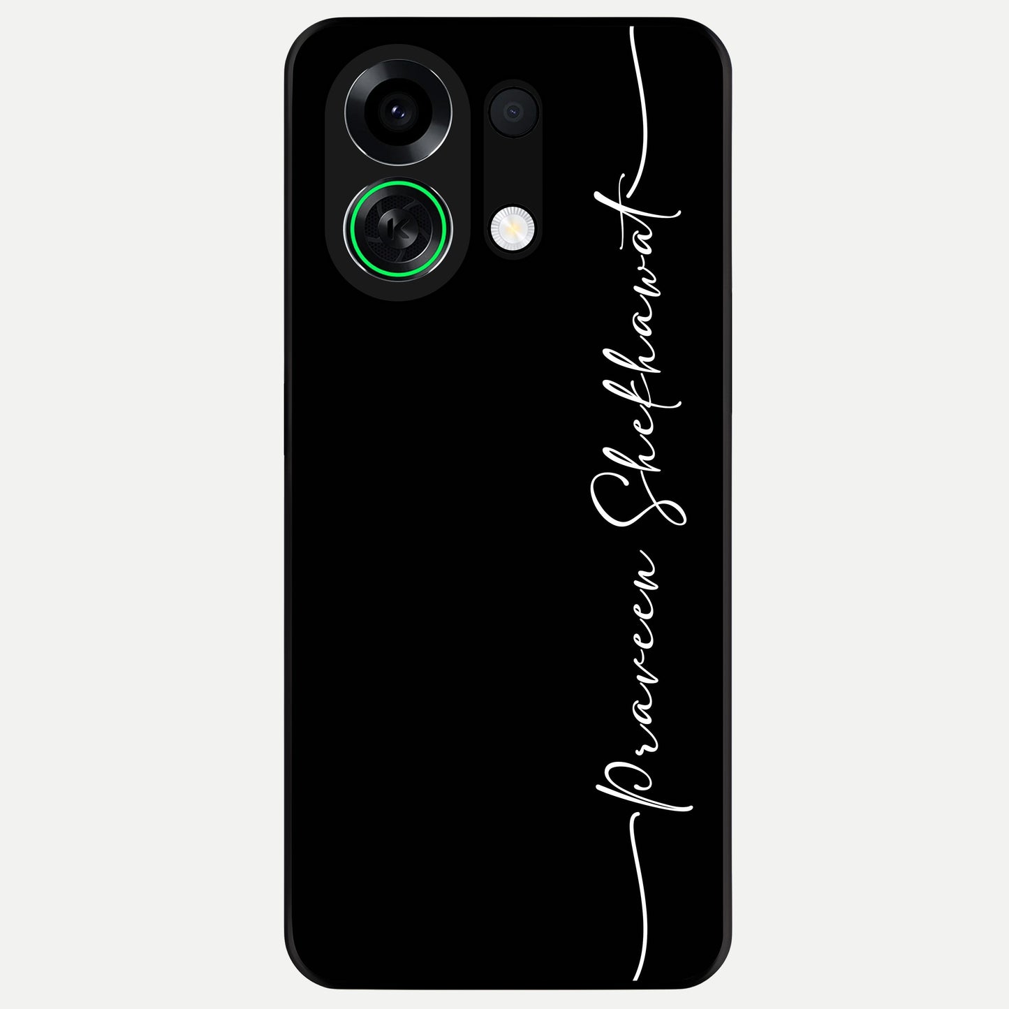  Black Tune Custom Name Glass Case For Oppo K13 Turbo back cover – full design glossy printed glass finish