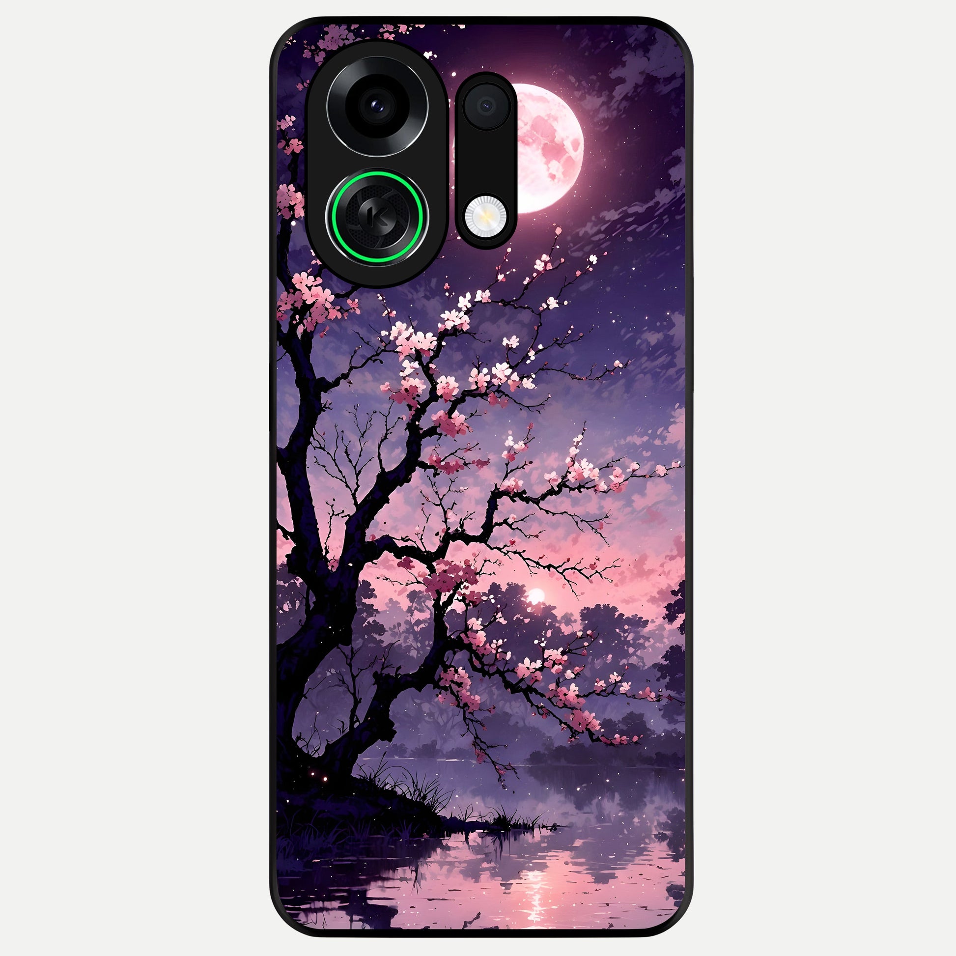  Blossom Pink Moon Glass Case For Oppo K13 Turbo back cover – full design glossy printed glass finish