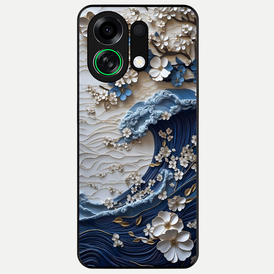  Blossom Wave Art Glass Case For Oppo K13 Turbo back cover – full design glossy printed glass finish