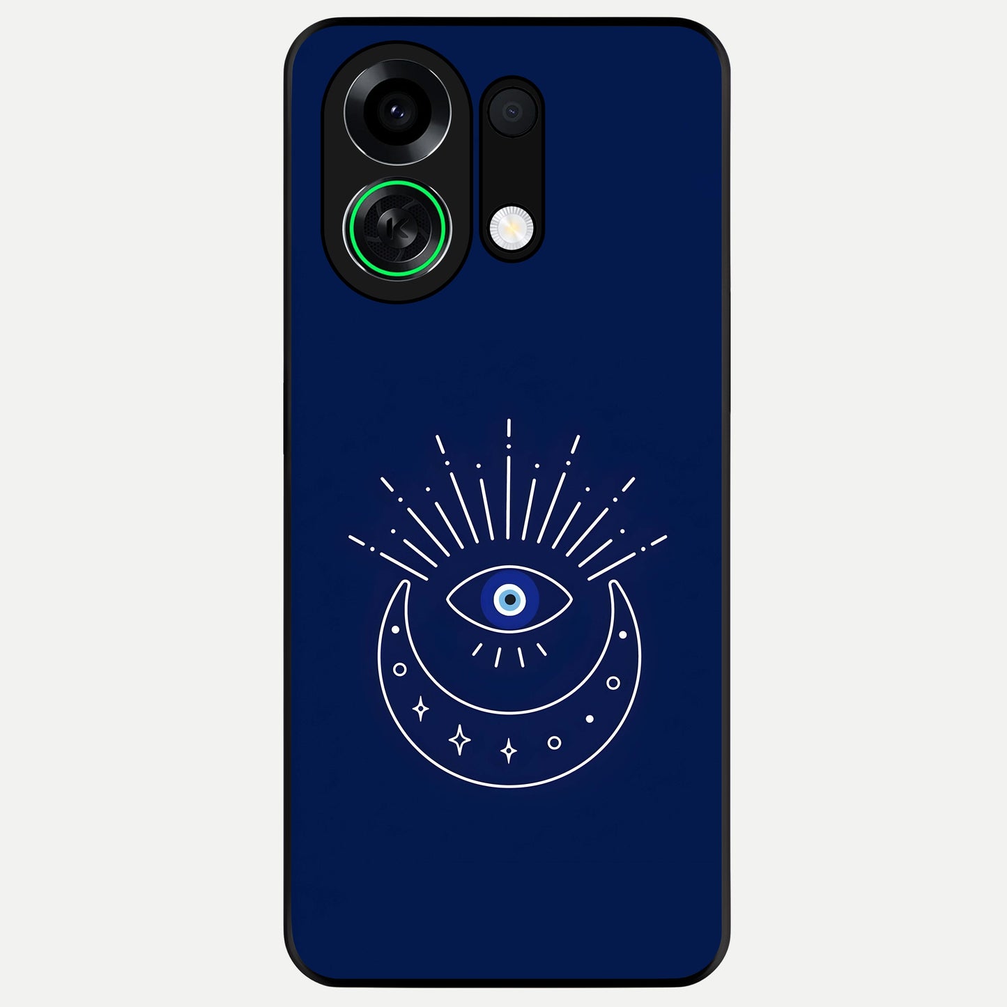  Blue Evil Eye Glass Case For Oppo K13 Turbo back cover – full design glossy printed glass finish
