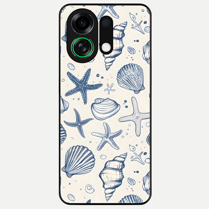  Blue Ocean Outline Glass Case For Oppo K13 Turbo back cover – full design glossy printed glass finish