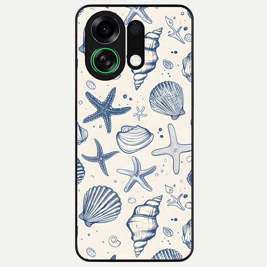  Blue Ocean Outline Glass Case For Oppo K13 Turbo back cover – full design glossy printed glass finish