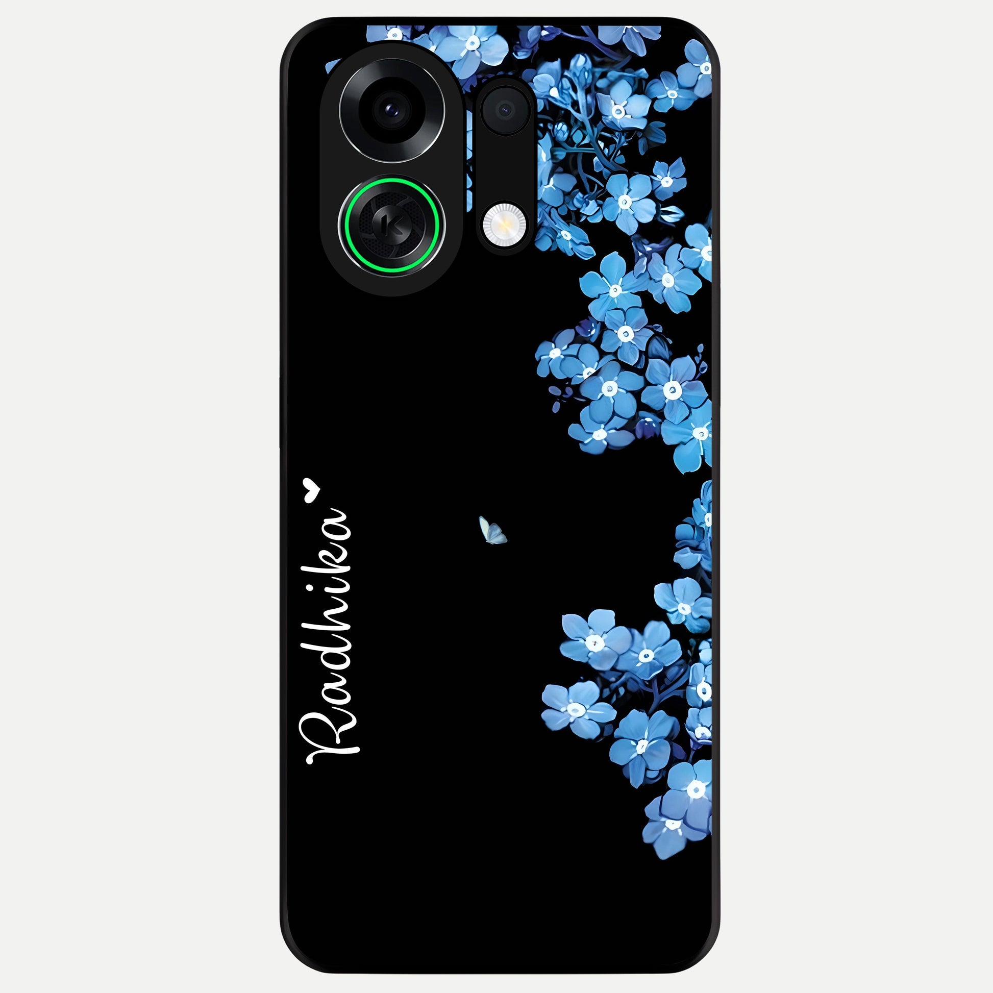  Blue Petal Dream Custom Name Glass Case For Oppo K13 Turbo back cover – full design glossy printed glass finish
