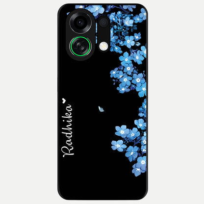  Blue Petal Dream Custom Name Glass Case For Oppo K13 Turbo back cover – full design glossy printed glass finish