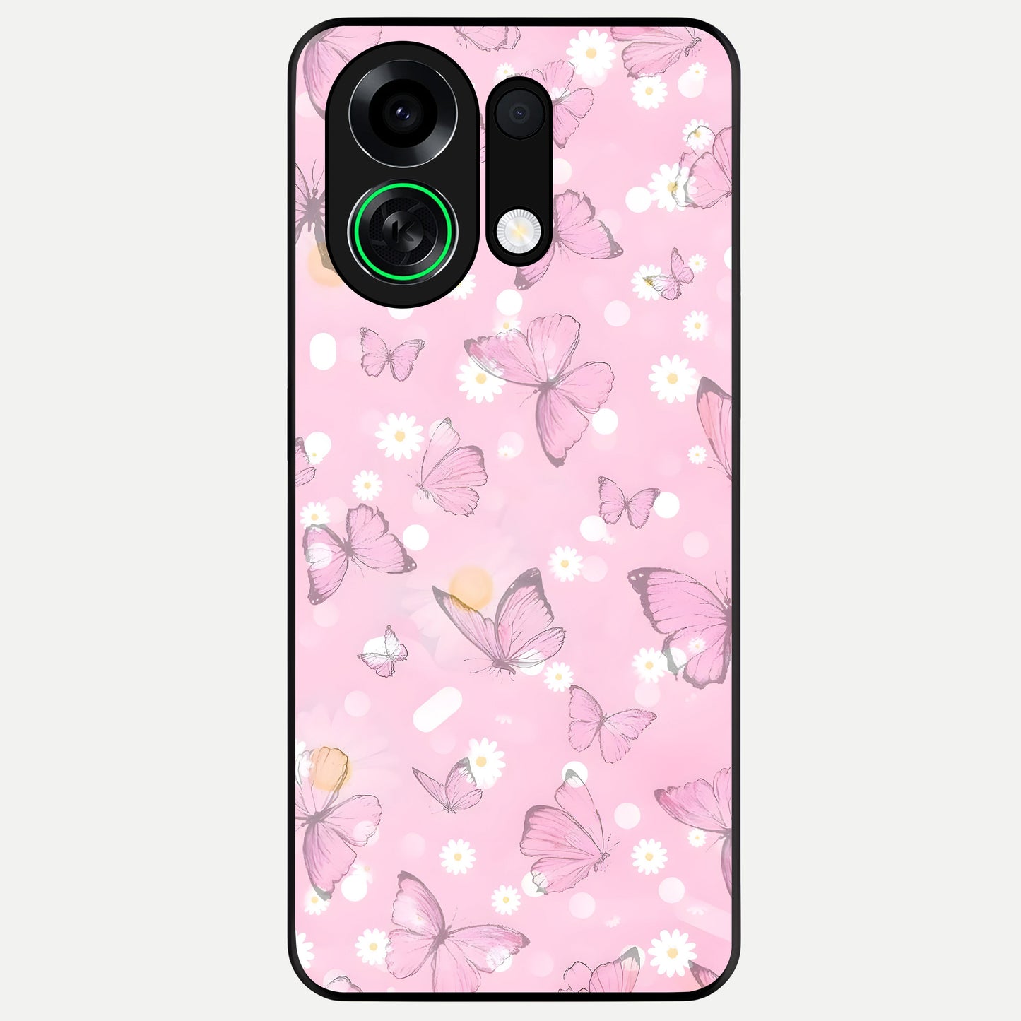  Blush Butterfly Garden Glass Case For Oppo K13 Turbo back cover – full design glossy printed glass finish