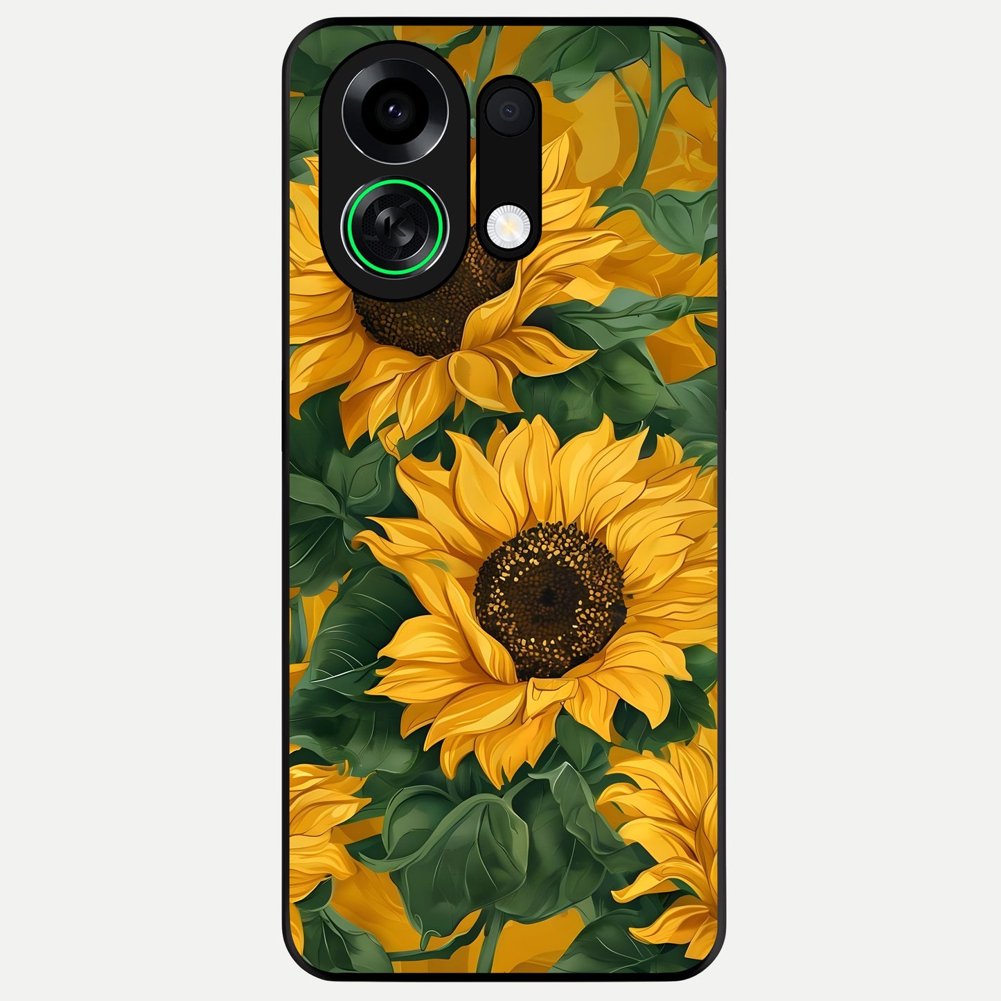  Bright Sunflower Bloom Glass Case For Oppo K13 Turbo back cover – full design glossy printed glass finish