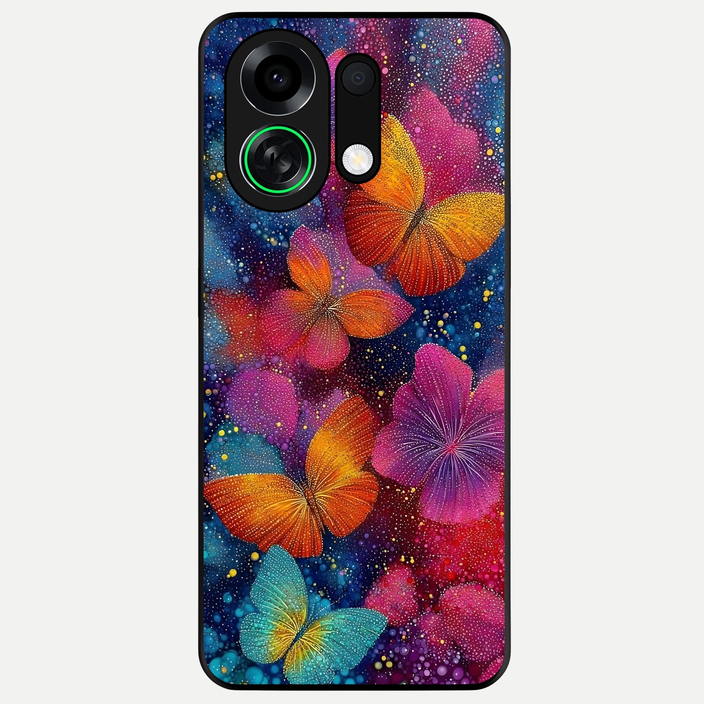  Butterfly Dream Mist Glass Case For Oppo K13 Turbo back cover – full design glossy printed glass finish