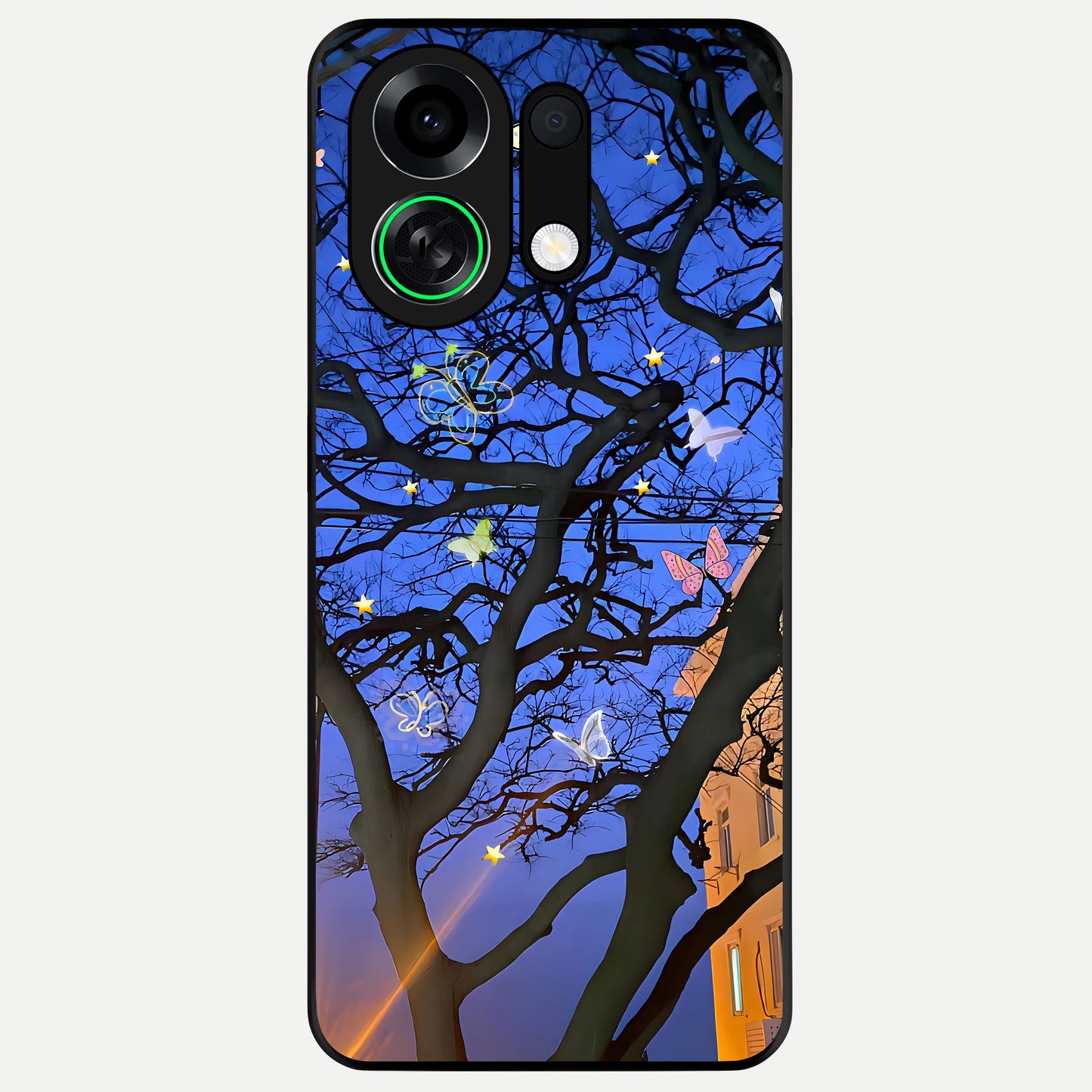  Butterfly Night Magic Glass Case For Oppo K13 Turbo back cover – full design glossy printed glass finish