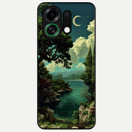  Celestial Lake Peace Glass Case For Oppo K13 Turbo back cover – full design glossy printed glass finish