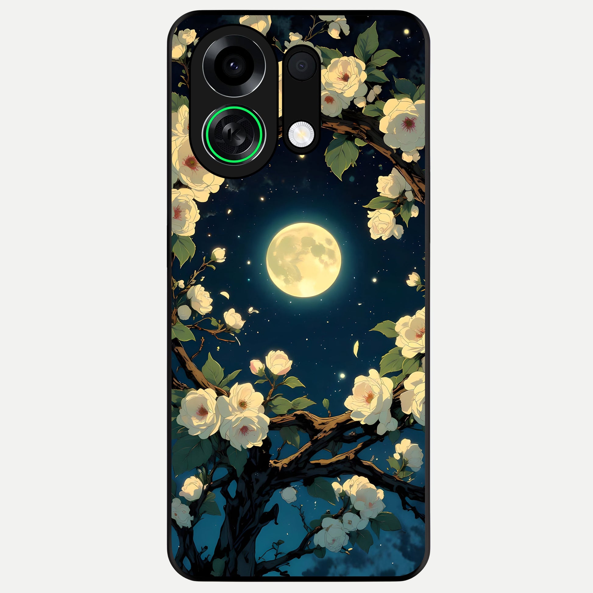  Celestial Moon And Flower Glass Case For Oppo K13 Turbo back cover – full design glossy printed glass finish