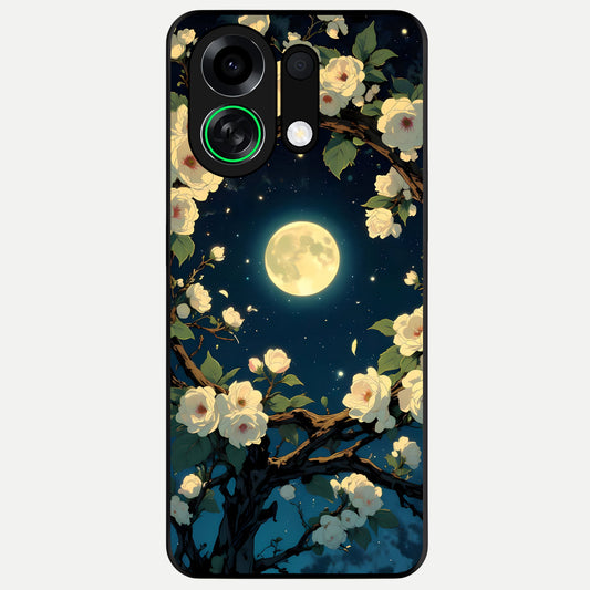  Celestial Moon And Flower Glass Case For Oppo K13 Turbo back cover – full design glossy printed glass finish