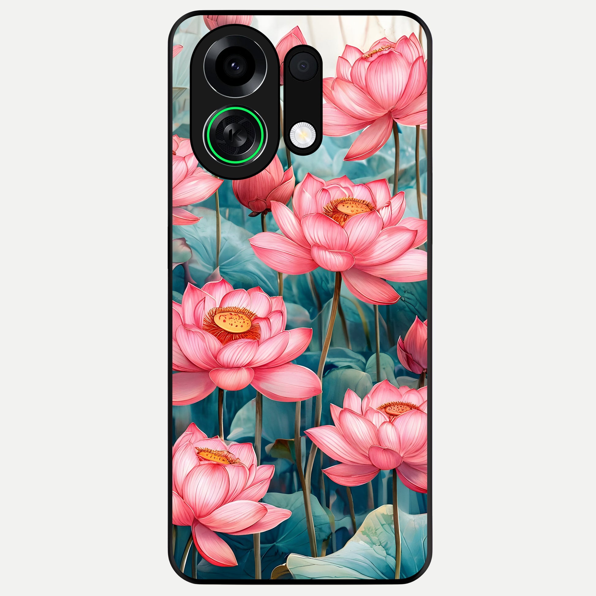  Celestial Pink Lotus Glass Case For Oppo K13 Turbo back cover – full design glossy printed glass finish