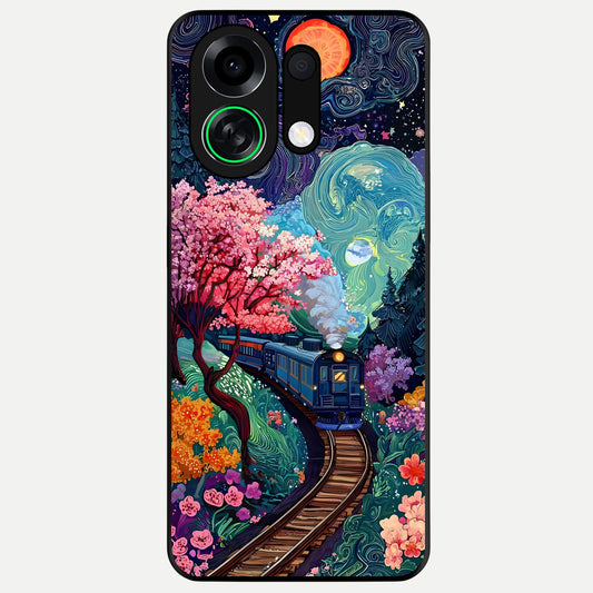  Celestial Train Journey Glass Case For Oppo K13 Turbo back cover – full design glossy printed glass finish